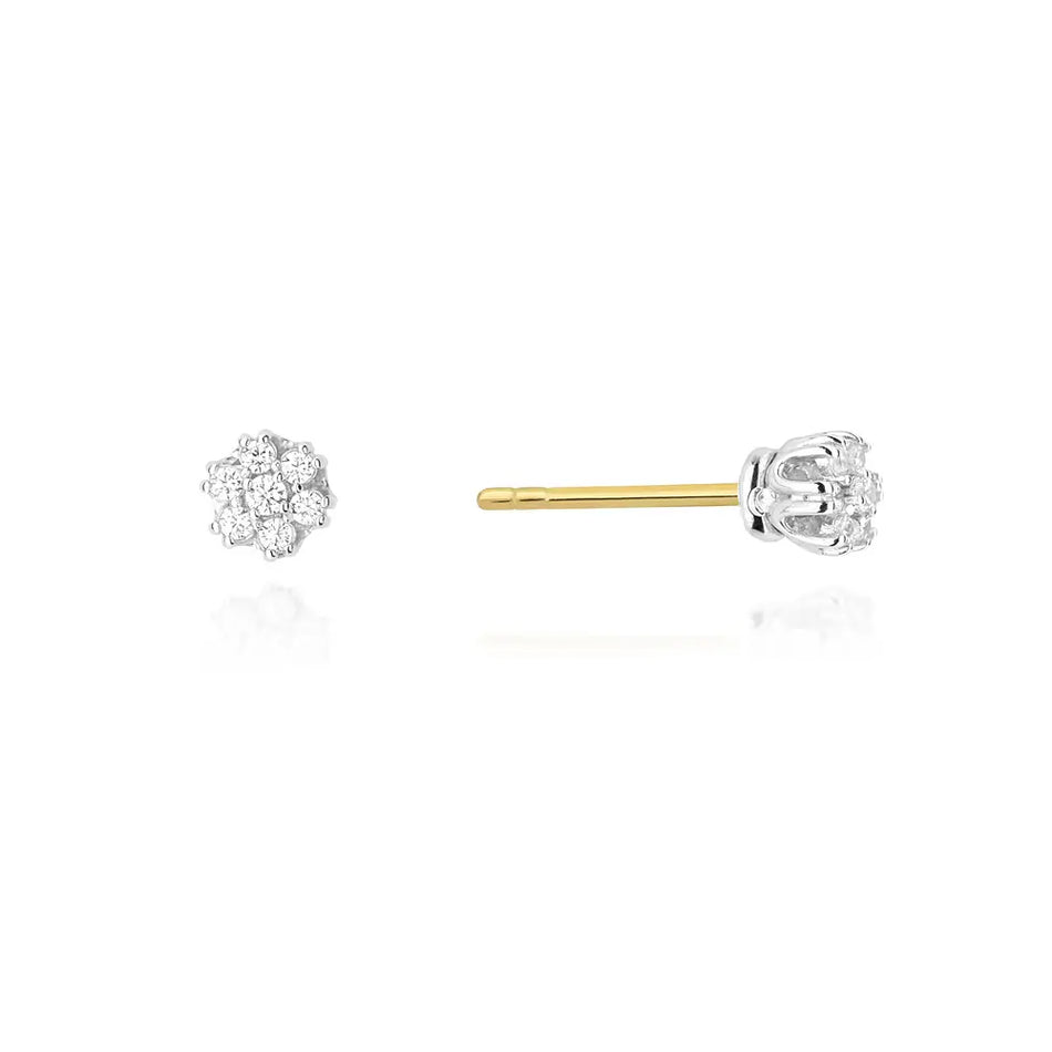 Goldohrringe mit 0,20 ct Diamantblumen
