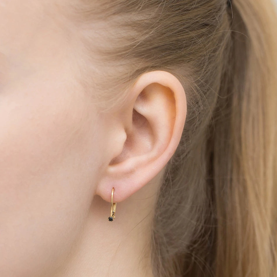 Goldohrringe mit 0,04 ct schwarzen Diamanten