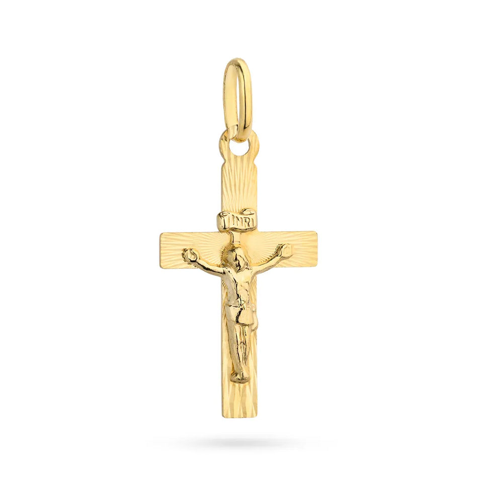 Gold Kreuz Anhänger mit gekreuzigtem Jesus Christus