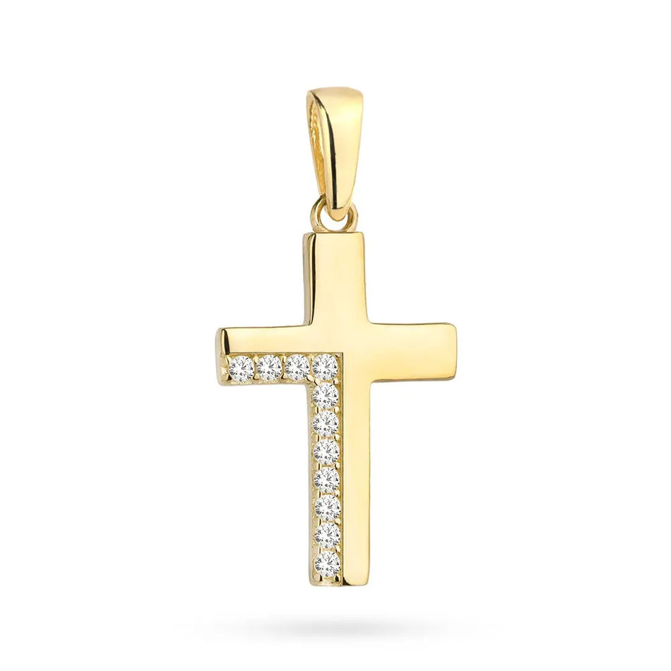 Goldkreuz Anhänger mit Zirkonia