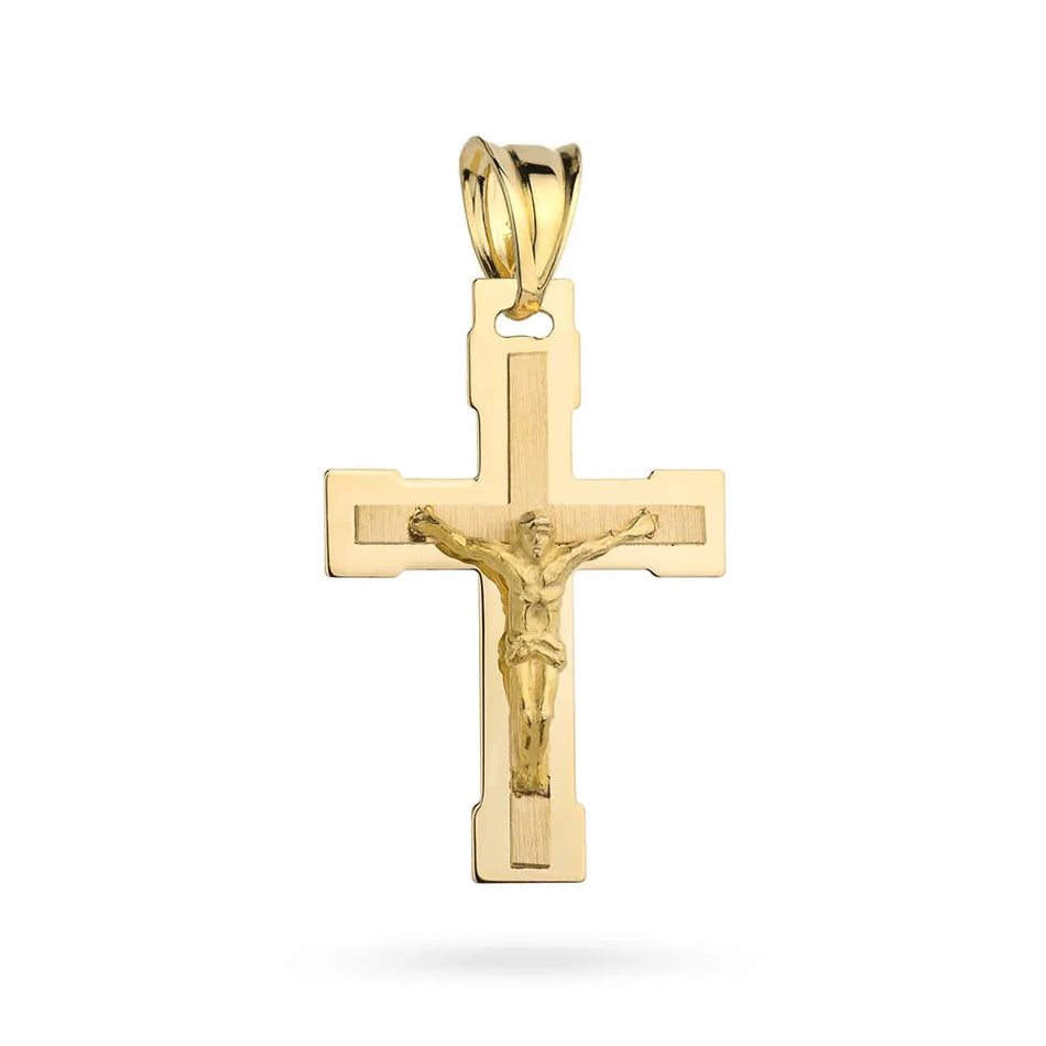 Gold Kreuz Anhänger mit Jesus Christus