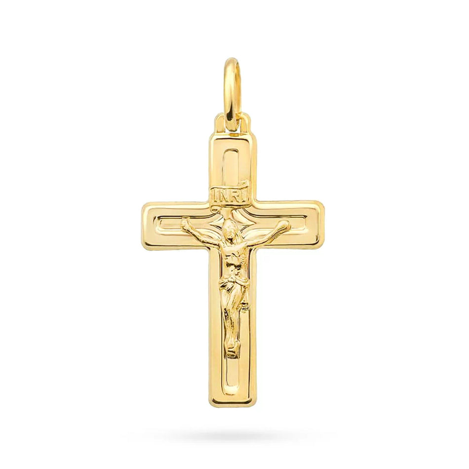 Gold Kreuz Anhänger mit gekreuzigtem Jesus Christus