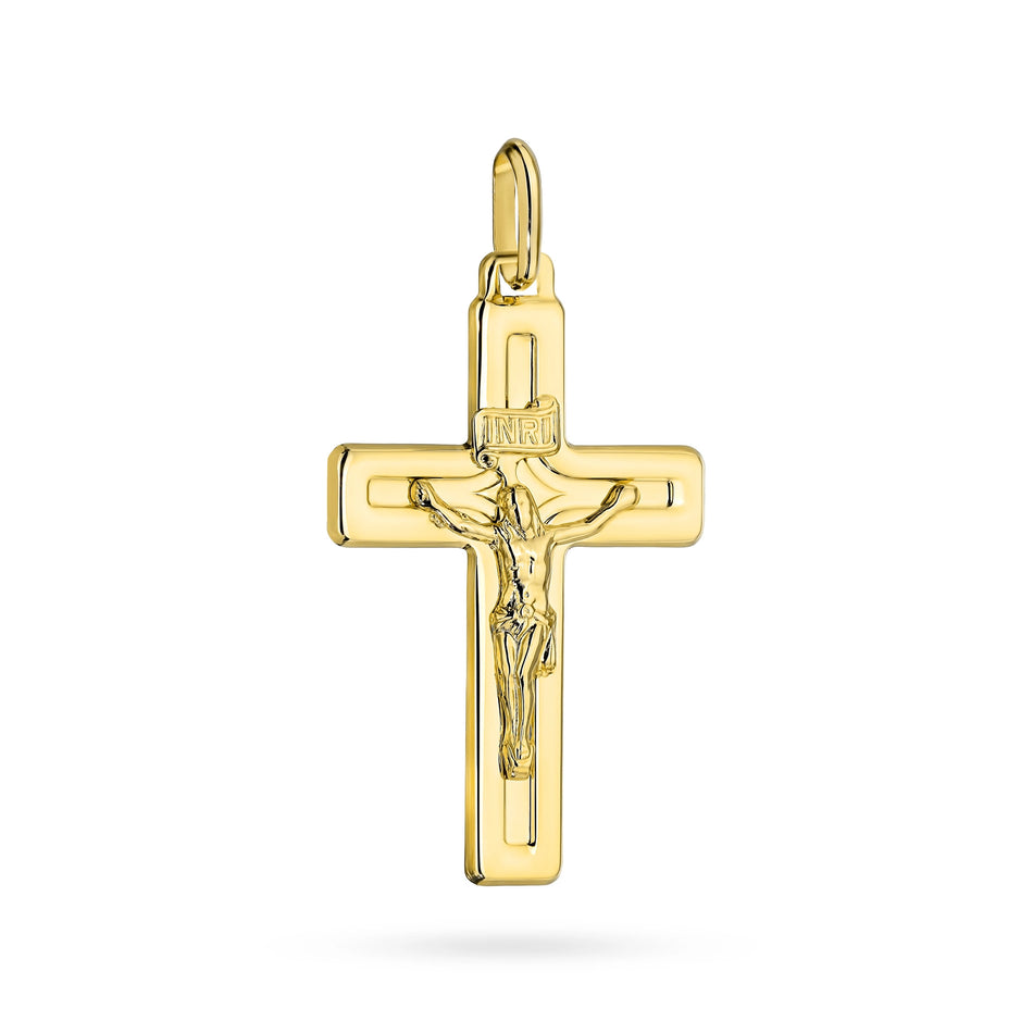 Gold Kreuz Anhänger mit gekreuzigtem Jesus Christus