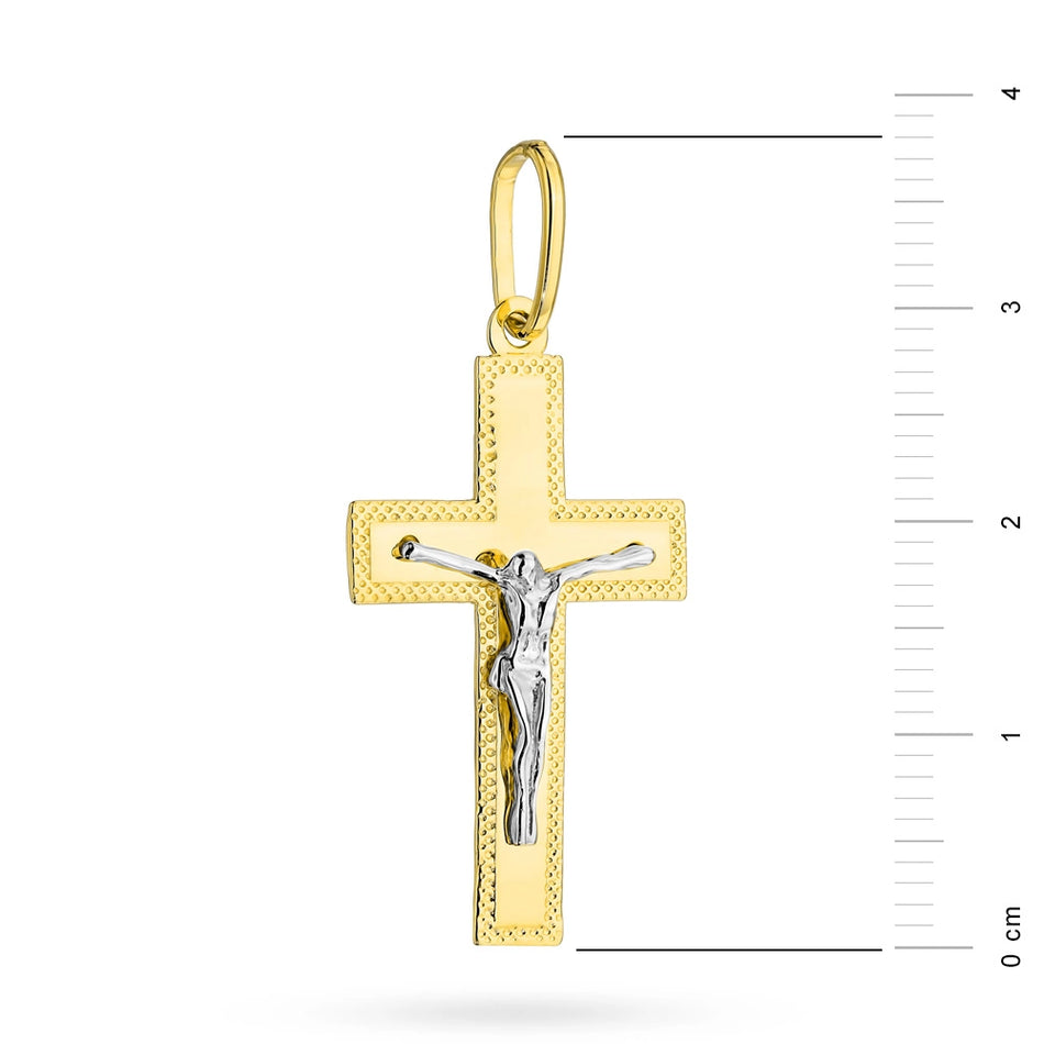 Zweifarbiger Goldkreuz Anhänger mit Jesus Christus