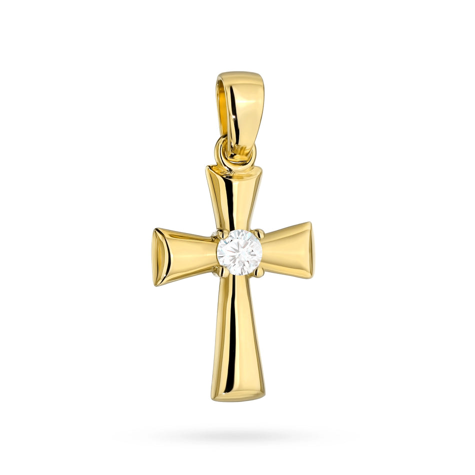 Goldkreuz Anhänger mit Zirkonia