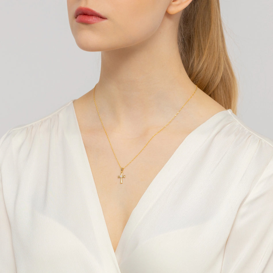 Goldkreuz Anhänger mit Zirkonia