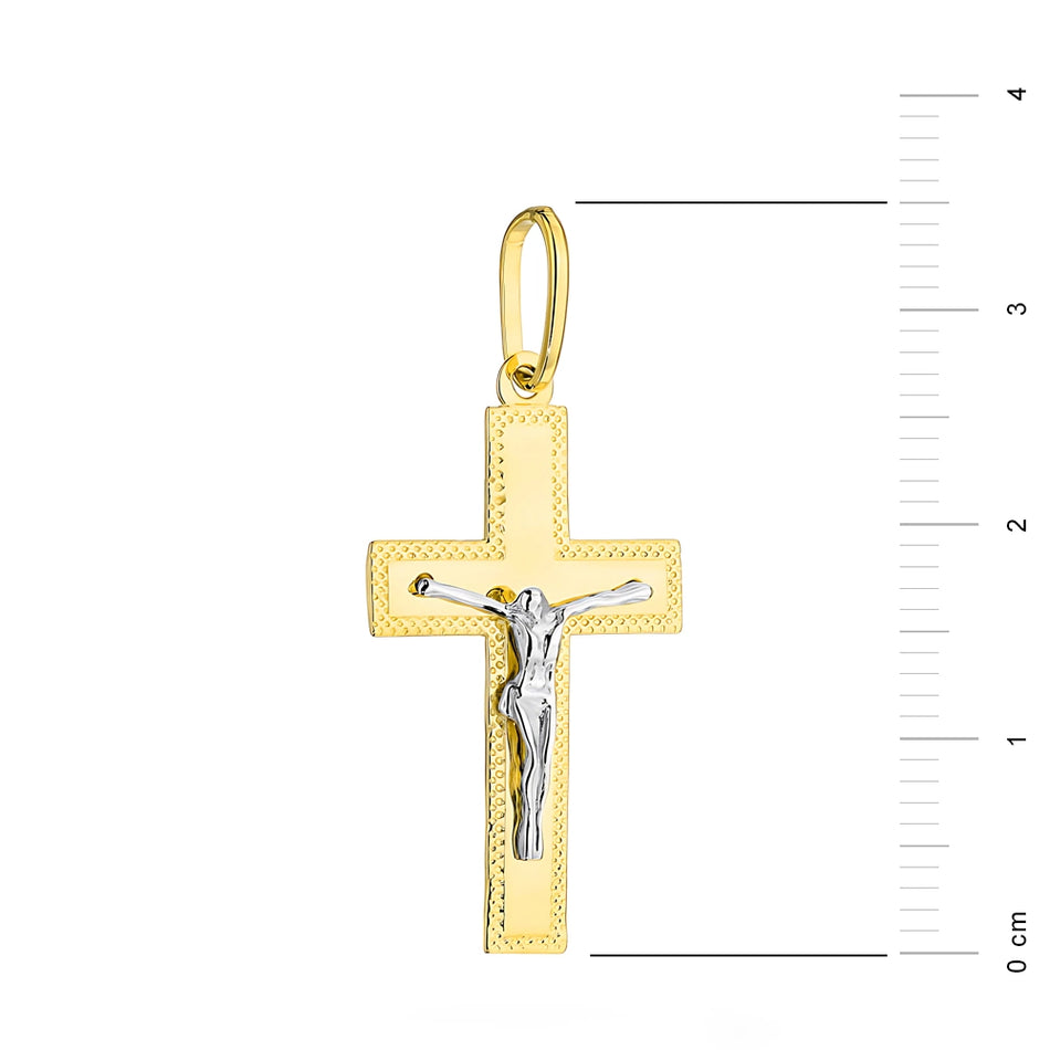 Zweifarbiger Goldkreuz Anhänger mit Jesus Christus