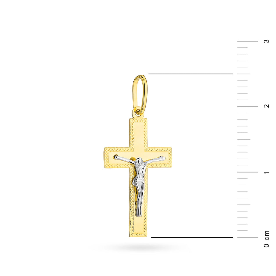 Zweifarbiger Goldkreuz Anhänger mit Jesus Christus
