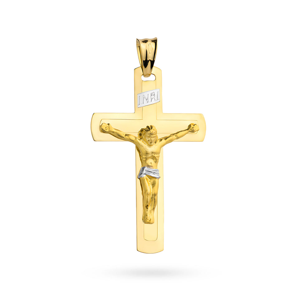 Gold Kreuz Anhänger mit Jesus Christus