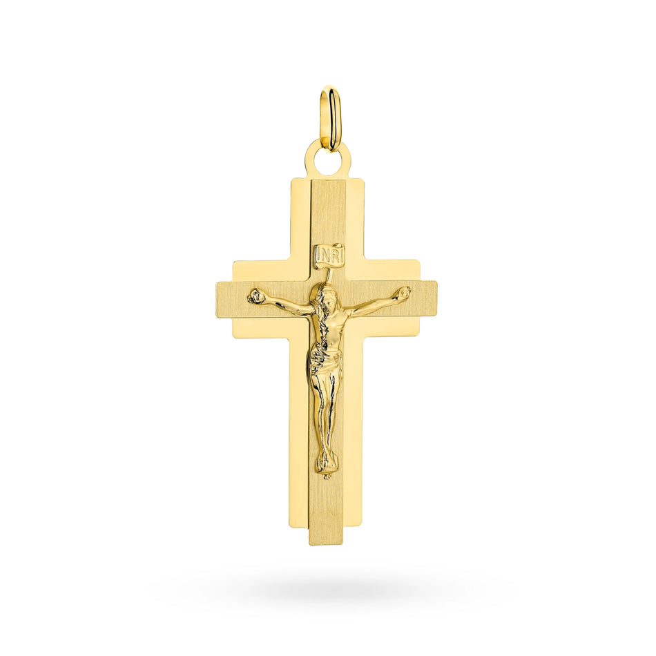 Gold Kreuz Anhänger mit Jesus Christus