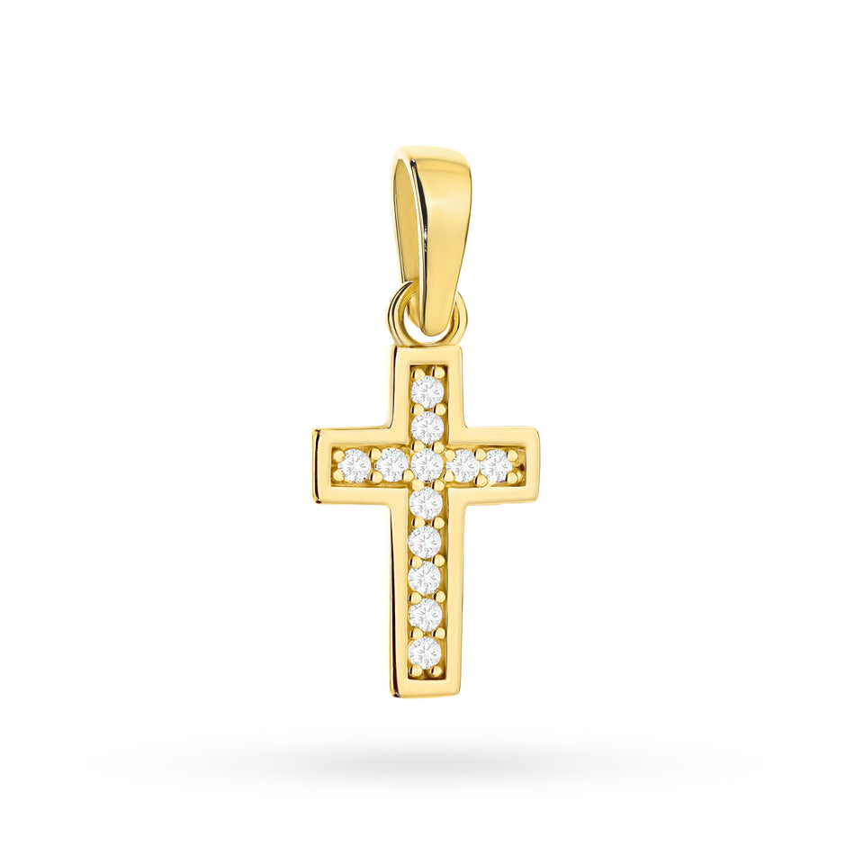Goldkreuz Anhänger mit Zirkonia