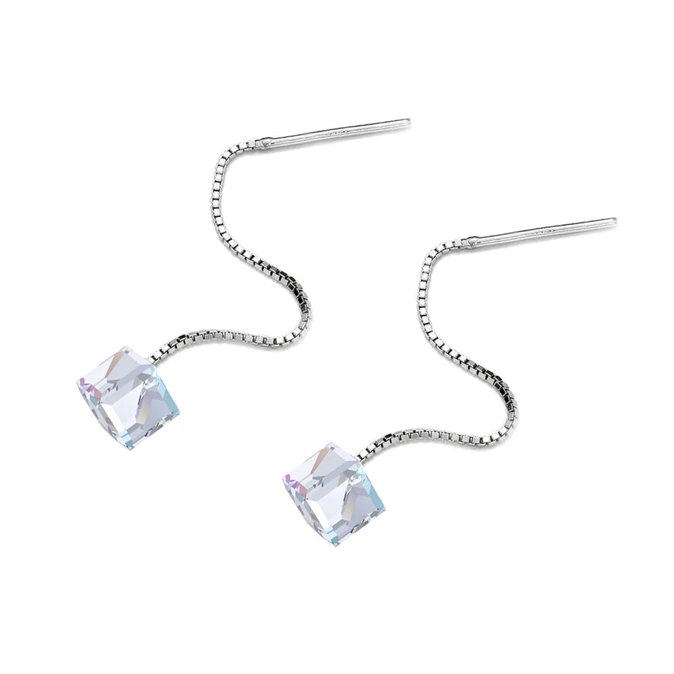 Klassische Hochzeits-Silber Ohrringe mit Swarovski-Kristallen