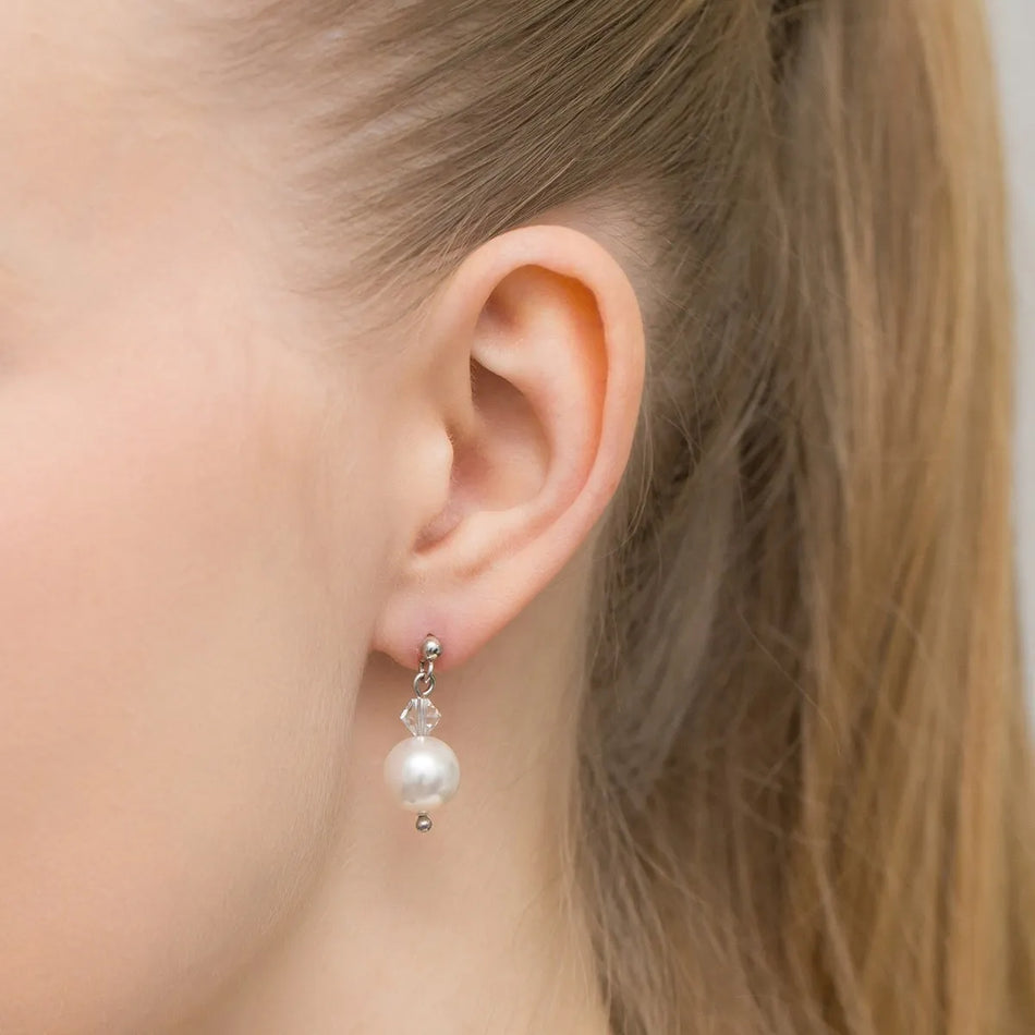Klassische Hochzeits-Silber-Perlenohrringe