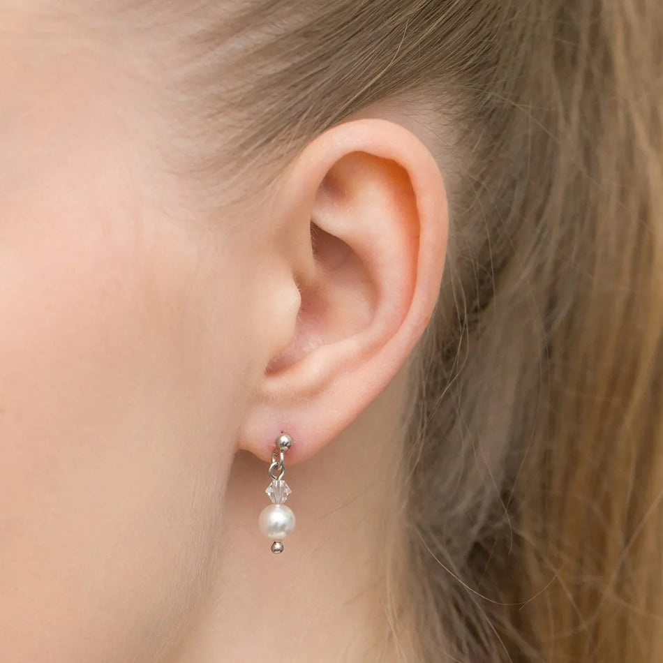 Klassische Hochzeits-Silber-Perlenohrringe