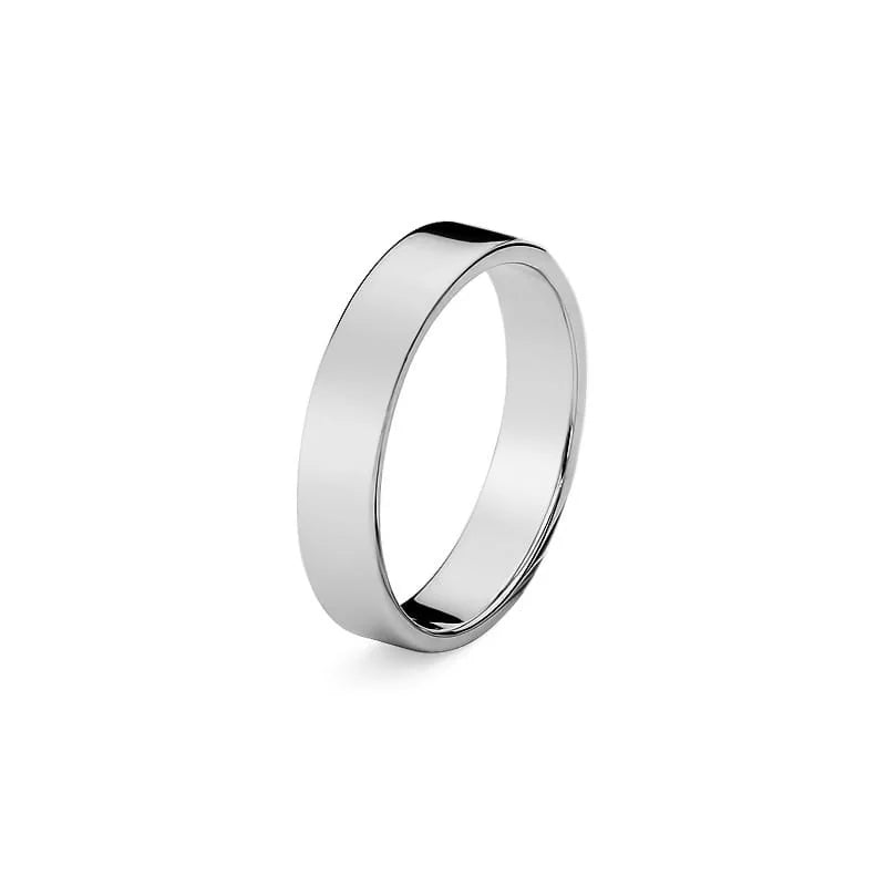 Klassischer Silber Flacher Ehering 4mm