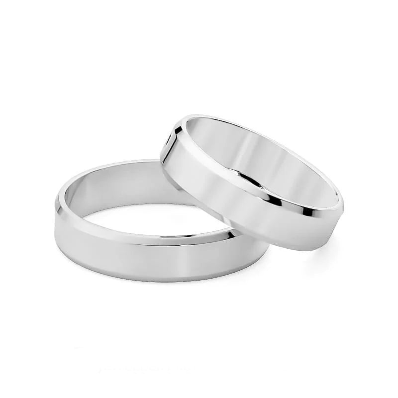 Klassische Flache Abgeschrägte Gold Eheringe 5mm