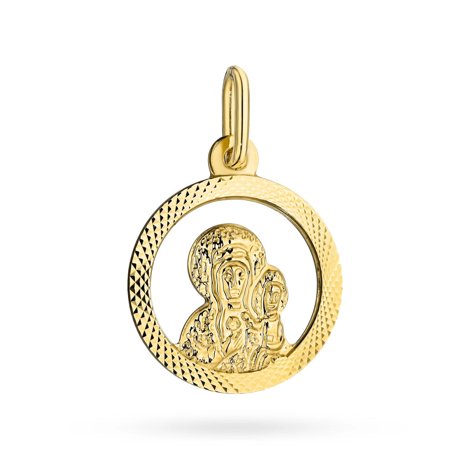 Gold Virgin Mary and Jesus Medallion Pendant