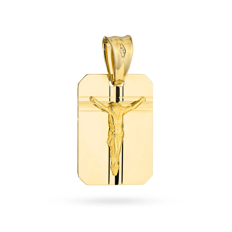 Goldmedaillon Anhänger mit gekreuzigtem Jesus Christus