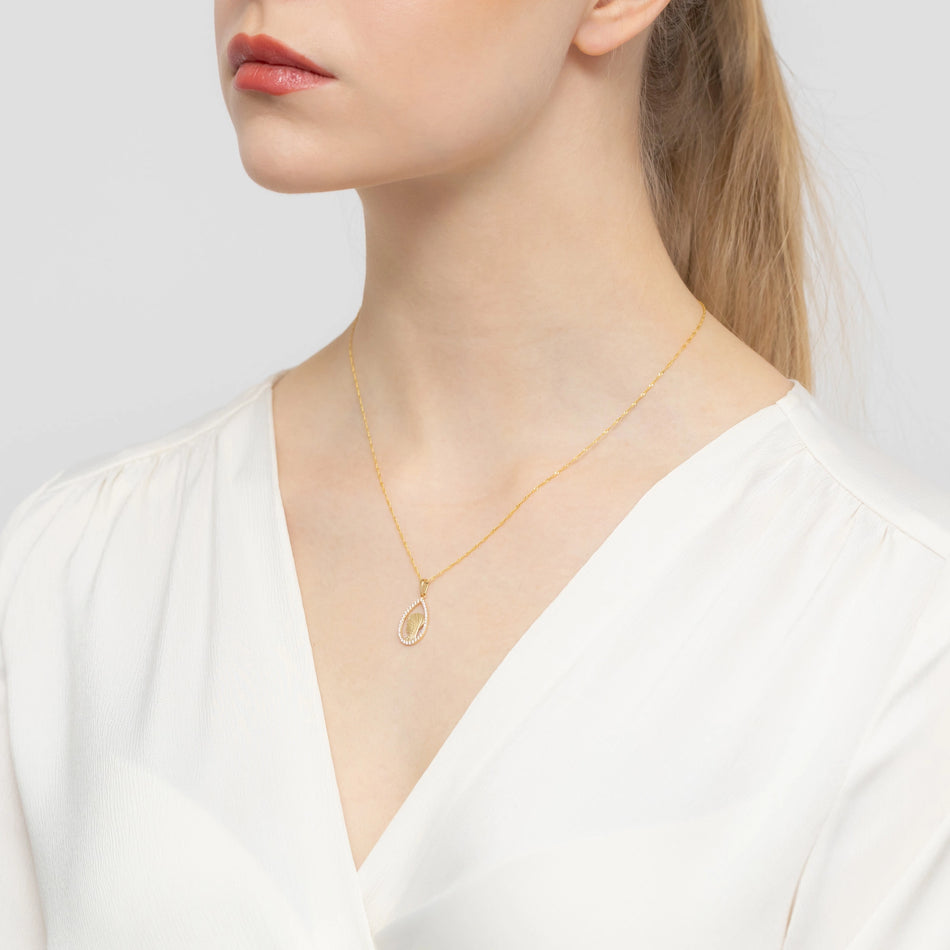 Gold Jungfrau Maria Medaillon Anhänger mit Zirkonia