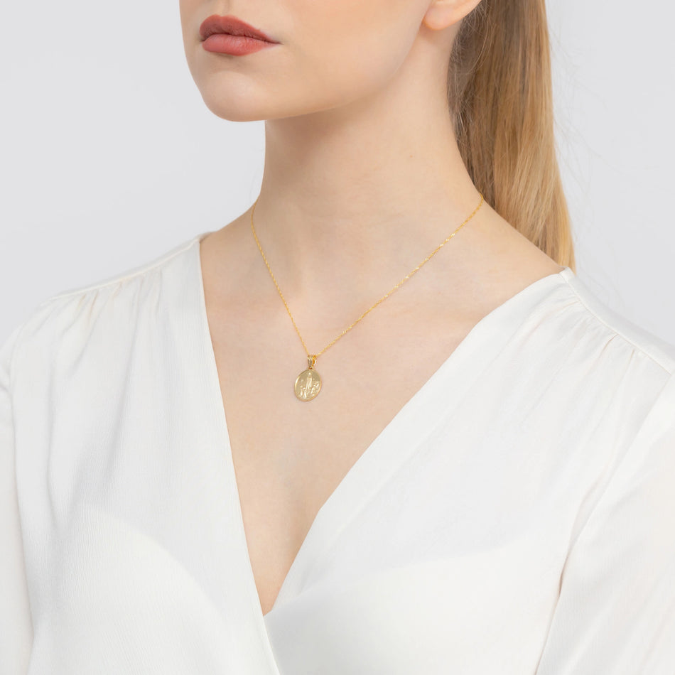 Gold Jungfrau Maria Medaillon Anhänger Unsere Liebe Frau von Fatima