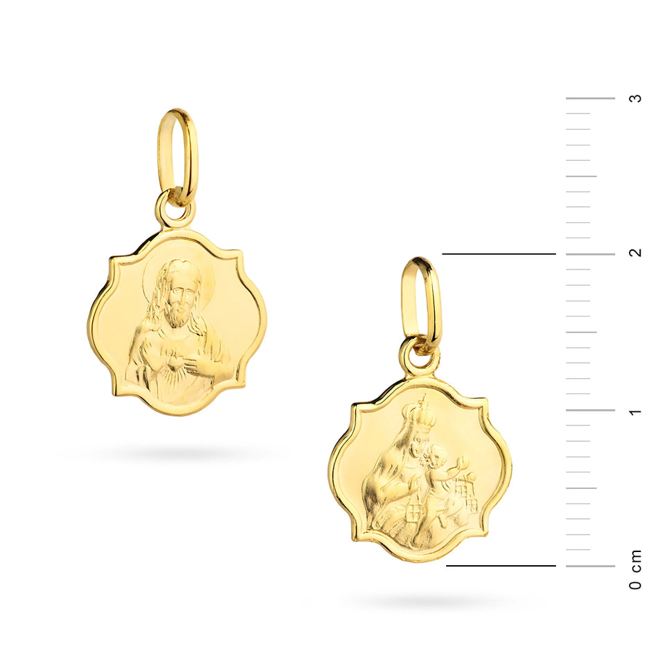 Gold Virgin Mary and Jesus Medallion Pendant