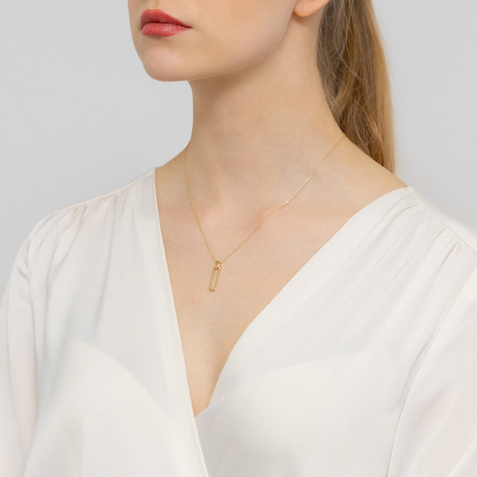 Gold Necklace with Large Link