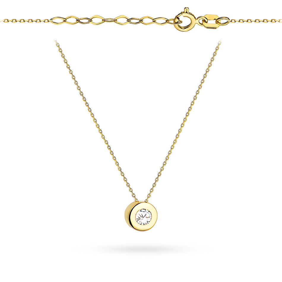 Gold Necklace with White Zirconia