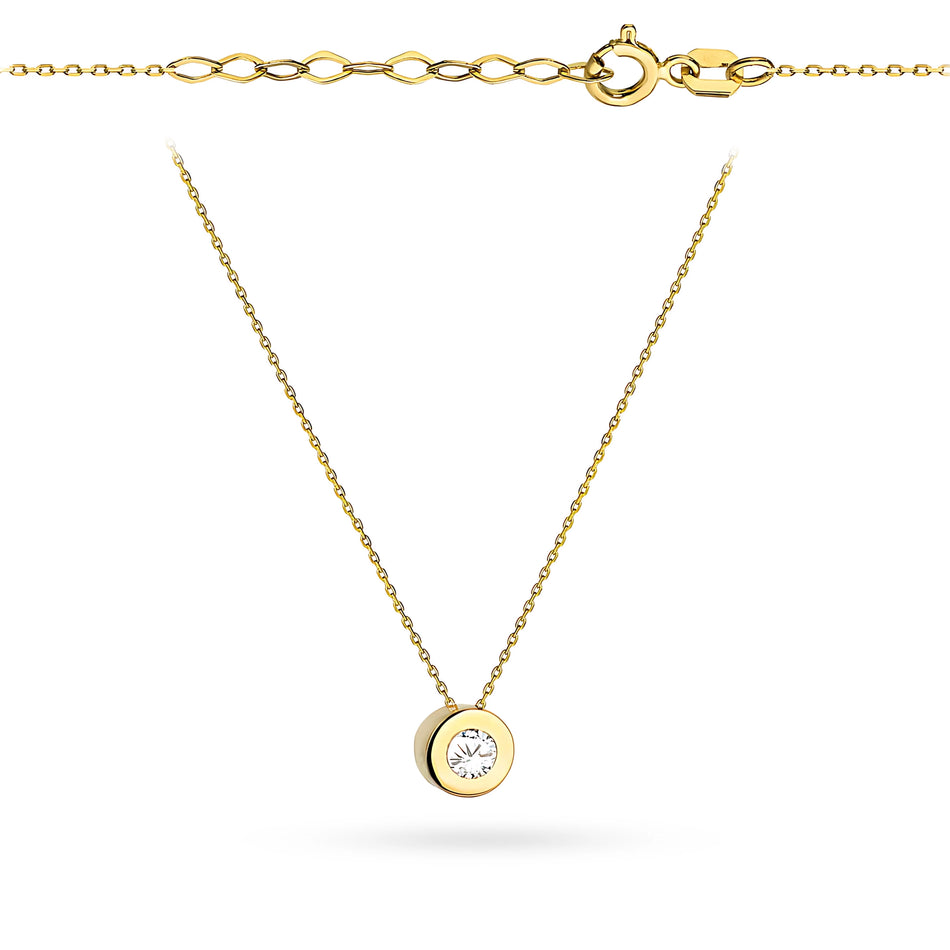Gold Necklace with White Zirconia