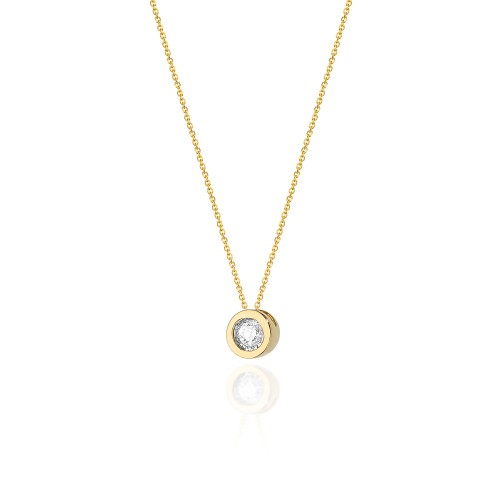 Gold Promi Halskette mit rundem Diamant