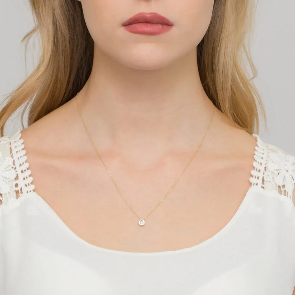 Gold Promi Halskette mit rundem Diamant