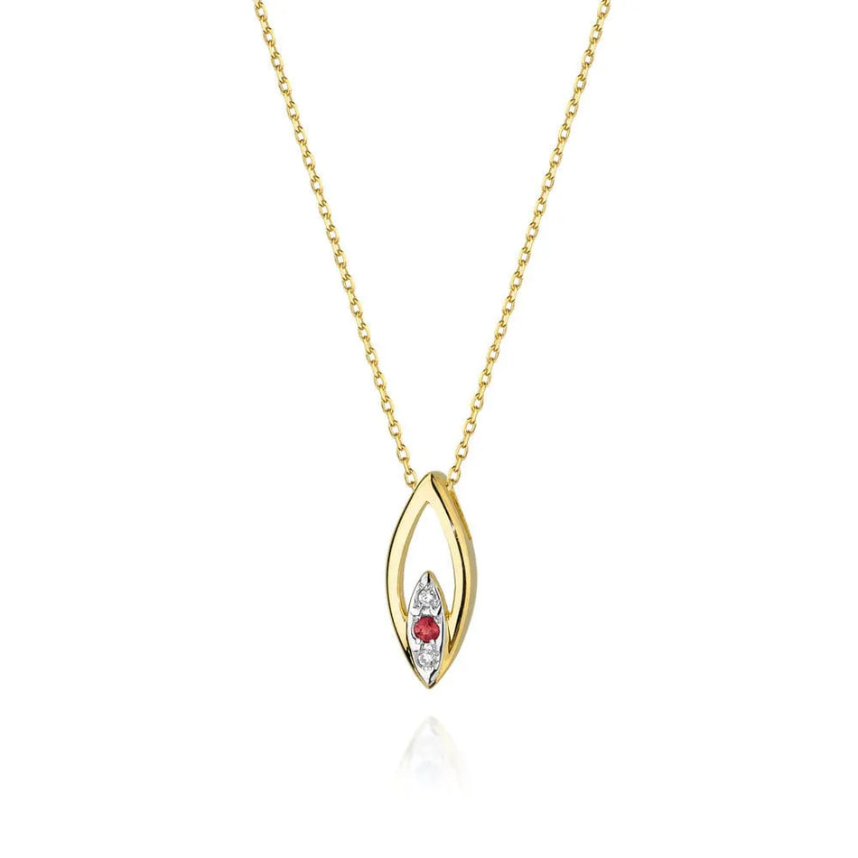 Goldkette mit 0,03 ct Diamanten und 0,05 ct Rubin