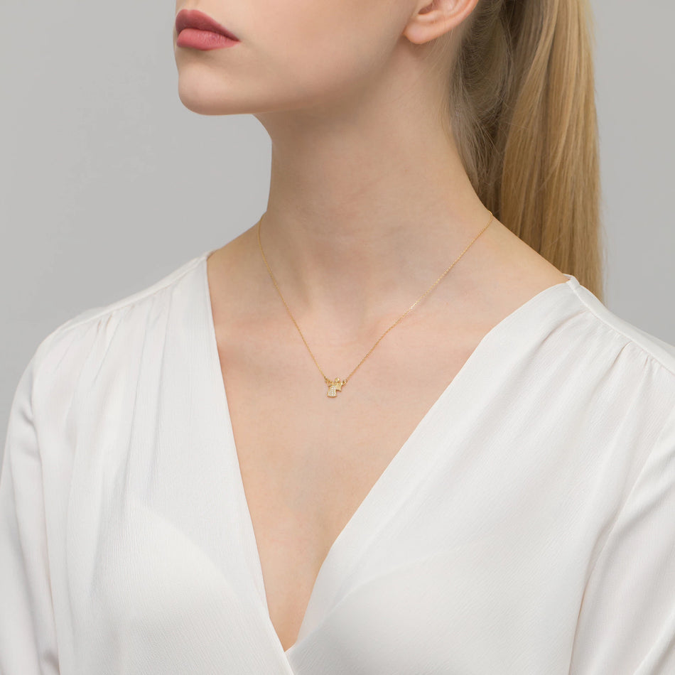 Goldkette mit Zirkonia Engel