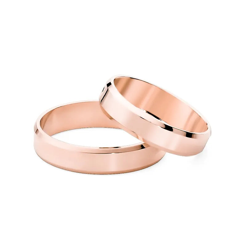 Klassische Flache Abgeschrägte Gold Eheringe 4mm