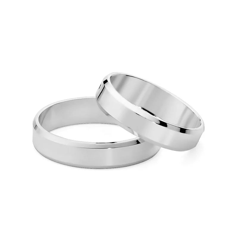 Klassische Flache Abgeschrägte Gold Eheringe 4mm