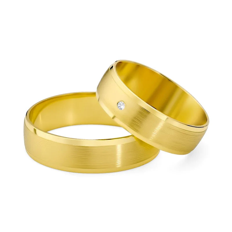Gold Trauringe Ringe mit Zirkonia Mattes Finish 6mm