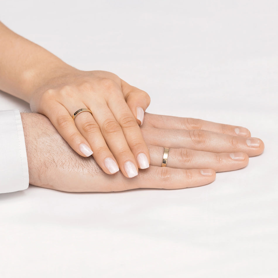 Klassische Flache Gold Eheringe 3 und 4mm