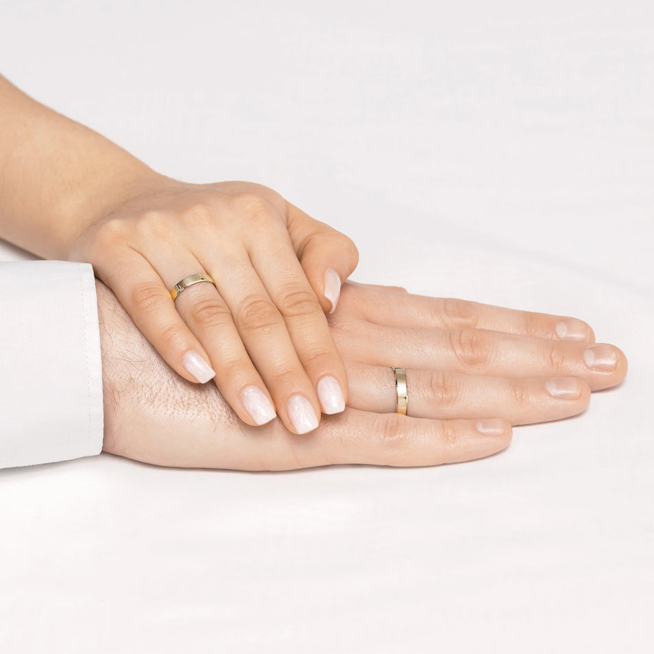 Klassische Flache Abgeschrägte Gold Eheringe Ringe 3 und 4mm