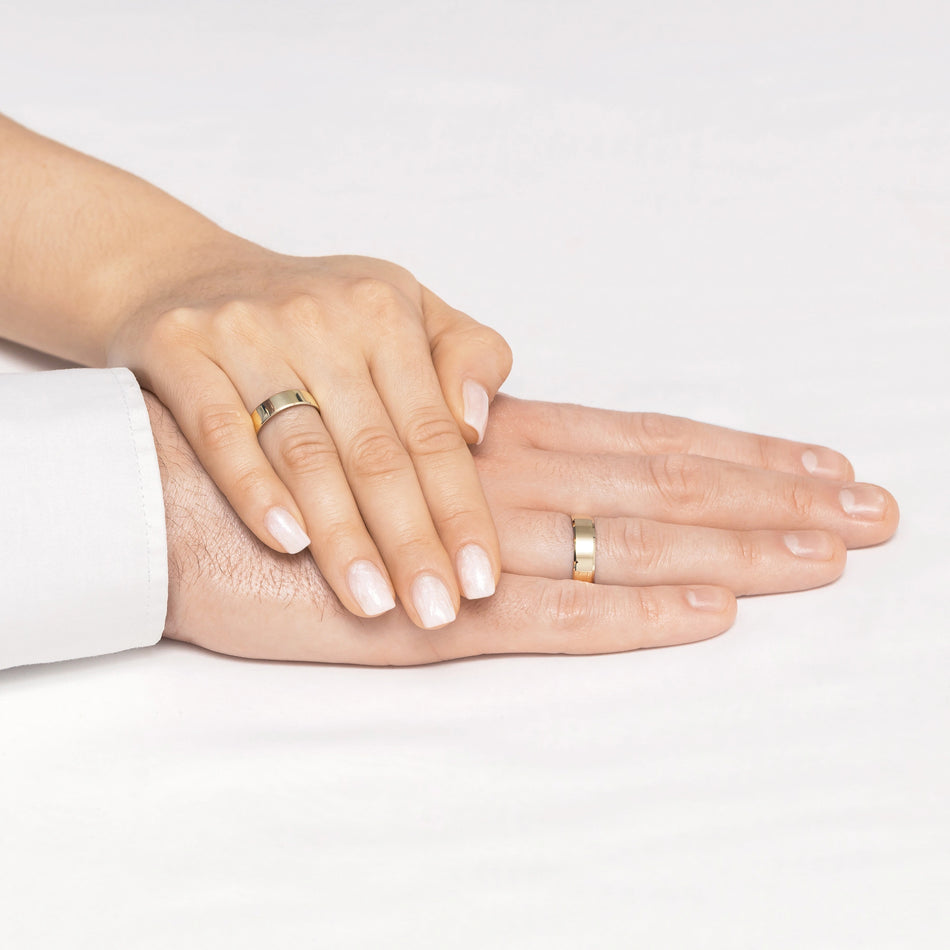 Klassische Flache Abgeschrägte Gold Eheringe Ringe 5 und 6mm