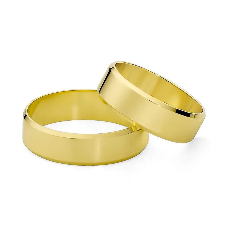 Klassische Flache Abgeschrägte Gold Eheringe 6mm