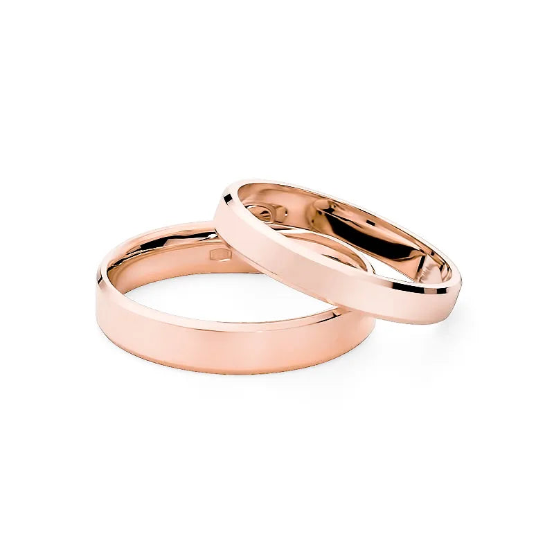 Klassische Flache Abgeschrägte Gold Eheringe Ringe 3 und 4mm