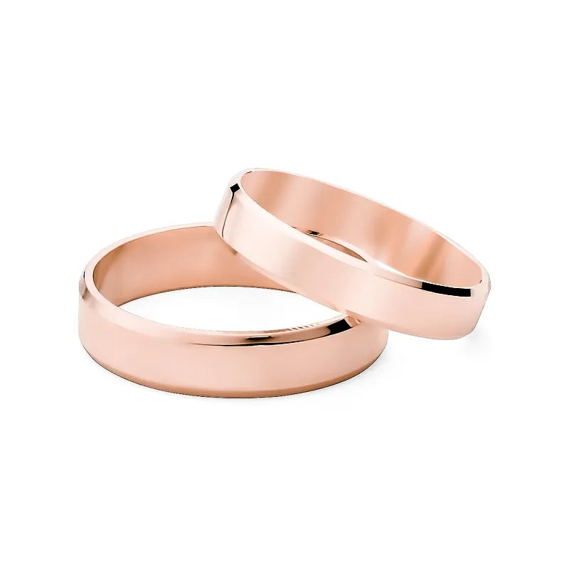 Klassische Flache Abgeschrägte Gold Eheringe Ringe 4 und 5mm