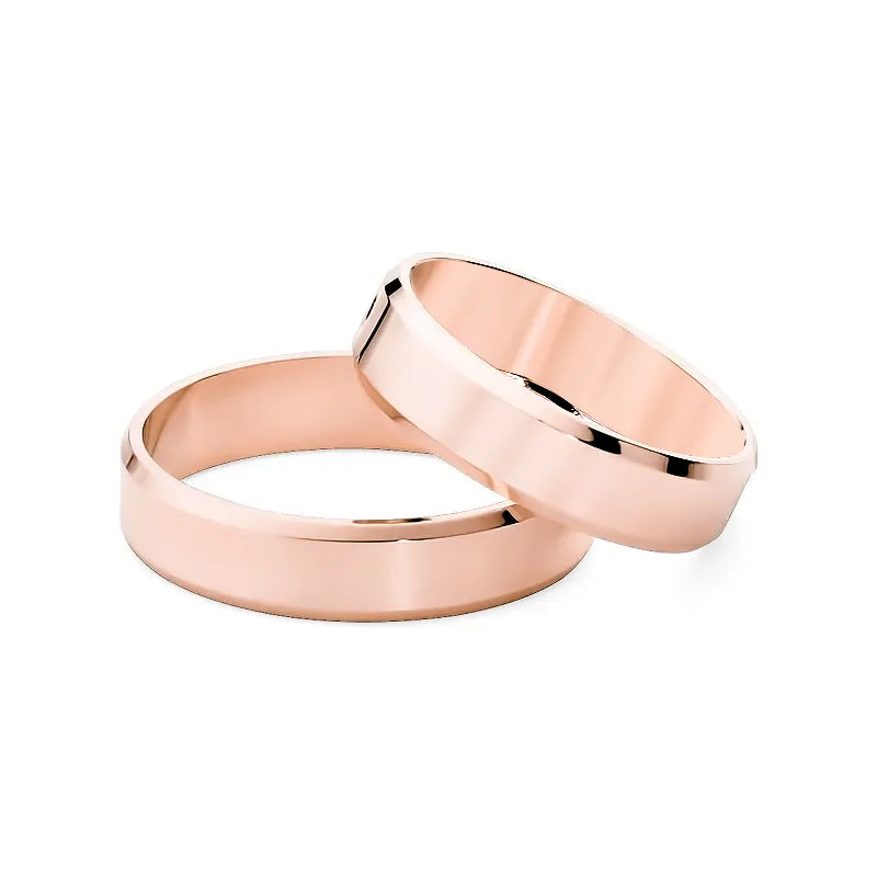 Klassische Flache Abgeschrägte Gold Eheringe 5mm