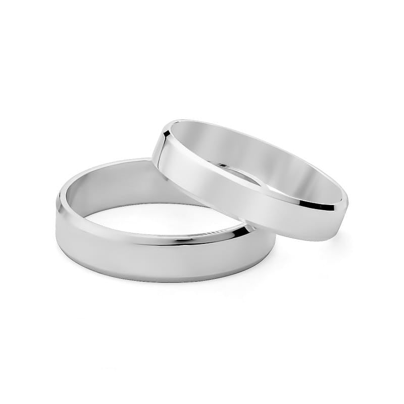 Klassische Flache Abgeschrägte Gold Eheringe Ringe 4 und 5mm