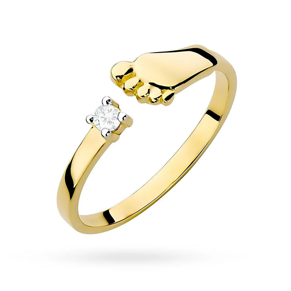 Goldring mit 0,04 ct Diamant Babyfuß