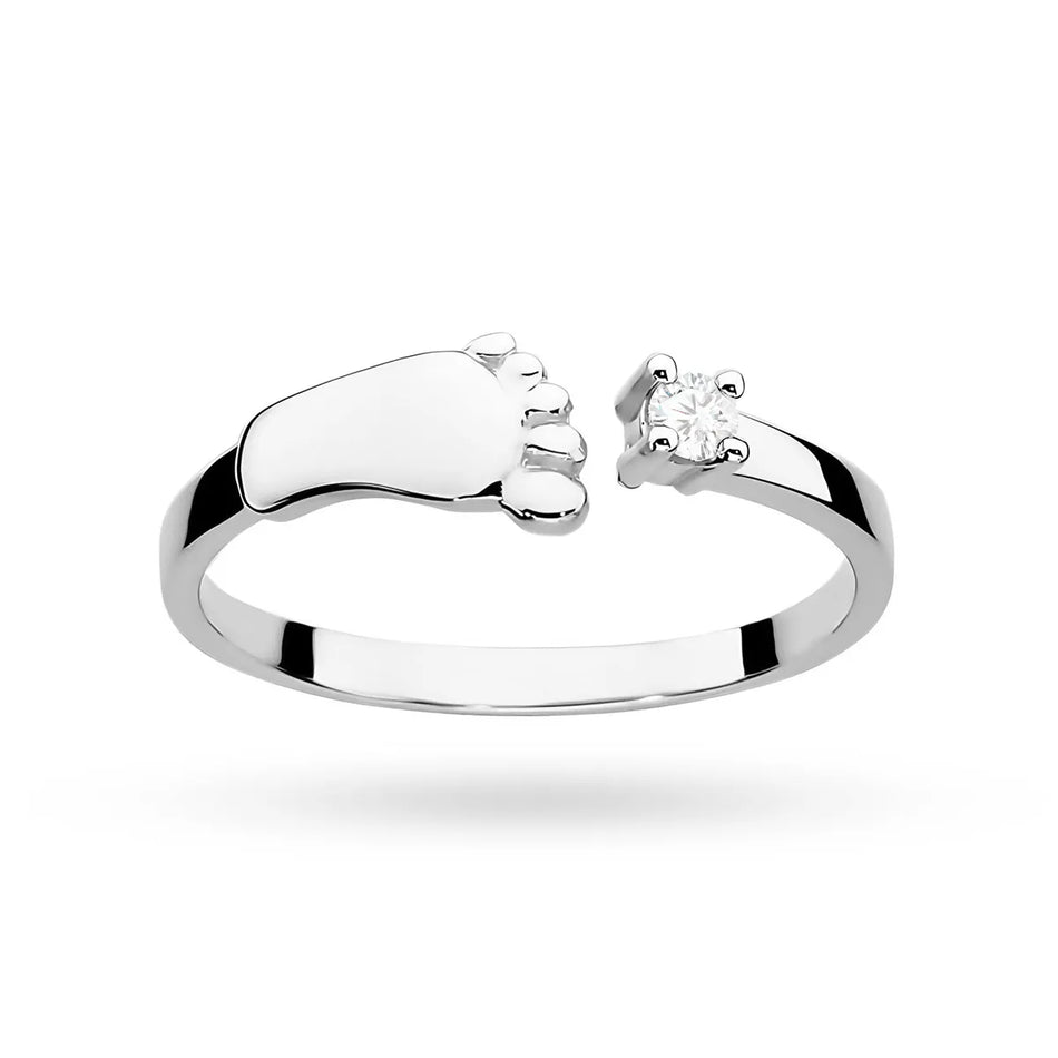 Goldring mit 0,04 ct Diamant Babyfuß