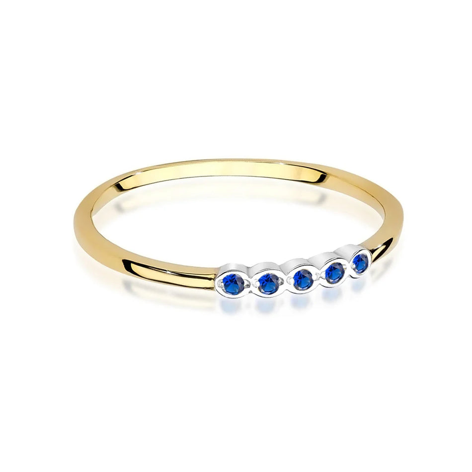 Goldring mit blauem Zirkonia