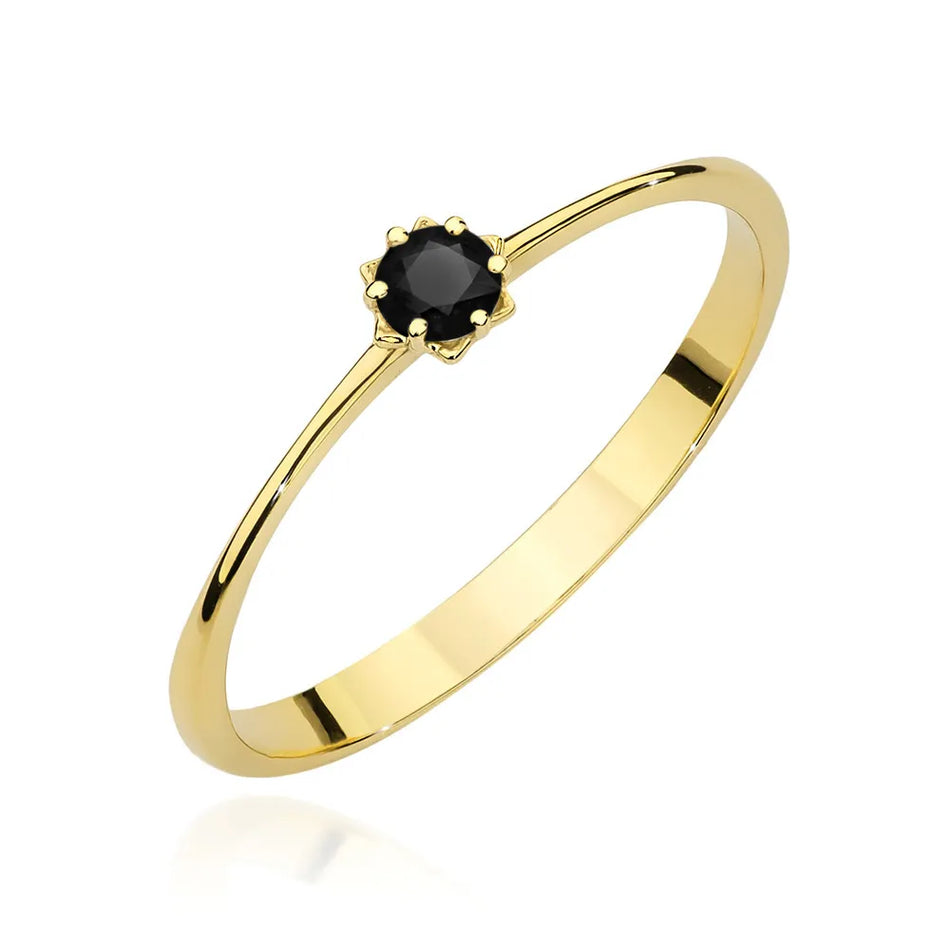 Goldring mit 0,12 ct schwarzem Diamant