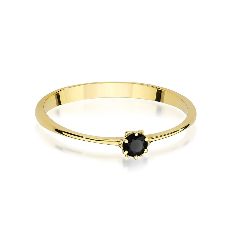 Goldring mit 0,12 ct schwarzem Diamant