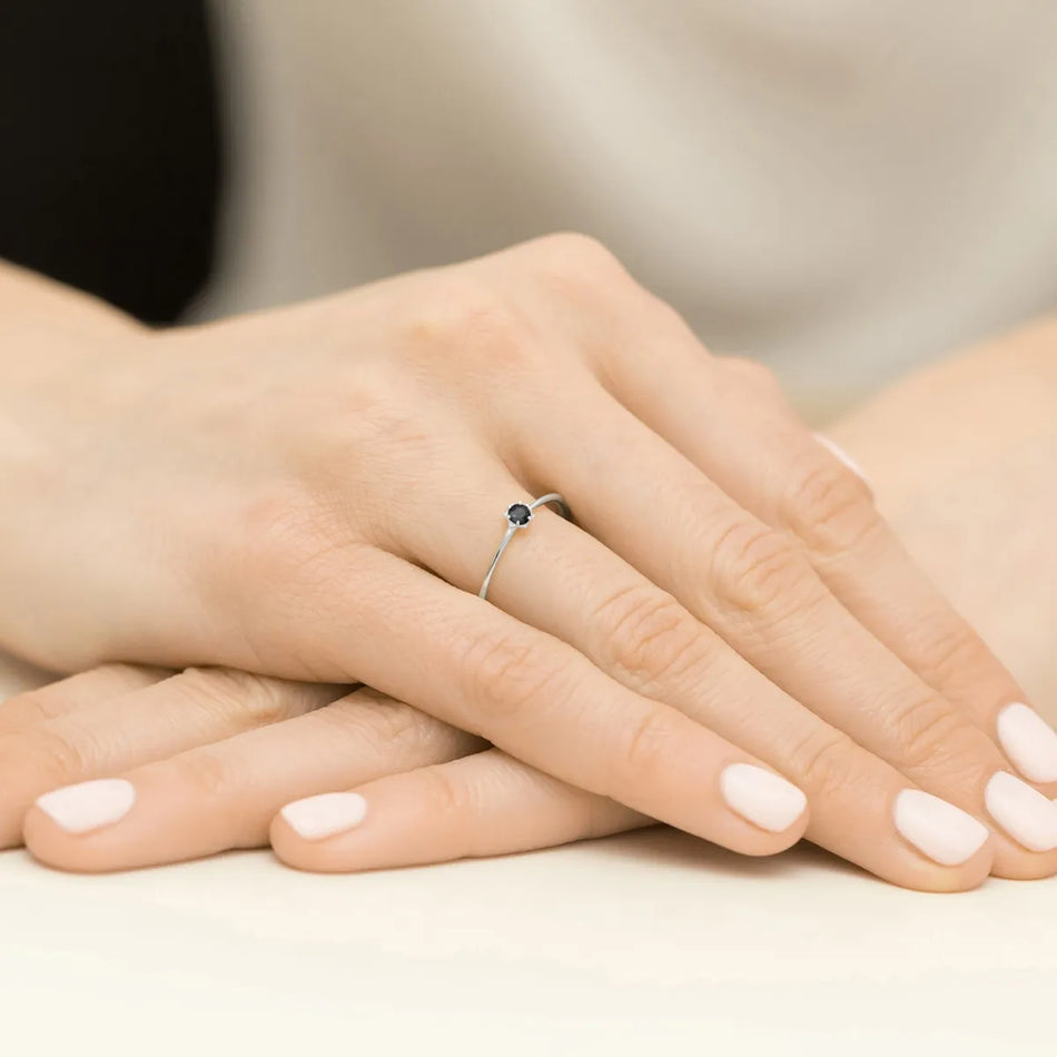 Gold Ring with 0.12ct Black Diamond