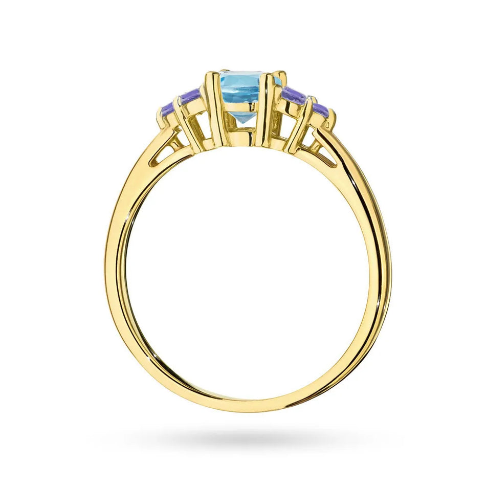 Gold Ring with 0,50ct Topaz and 6 Tansanites